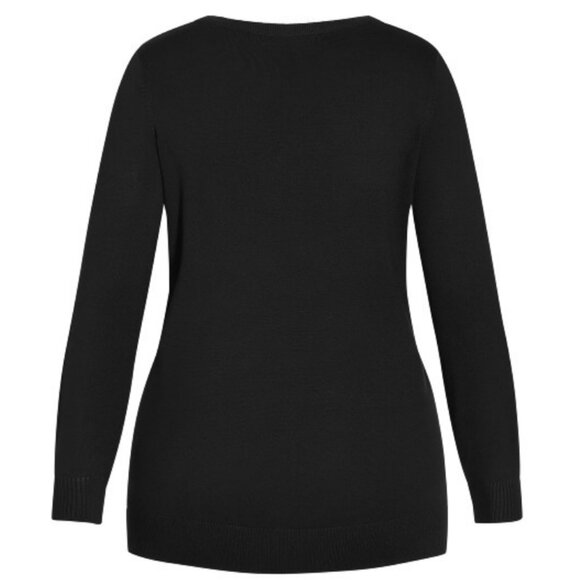 NWT City Chic EVANS 22/24 Black Lapland Sequin Christmas Sweater - Picture 2 of 10